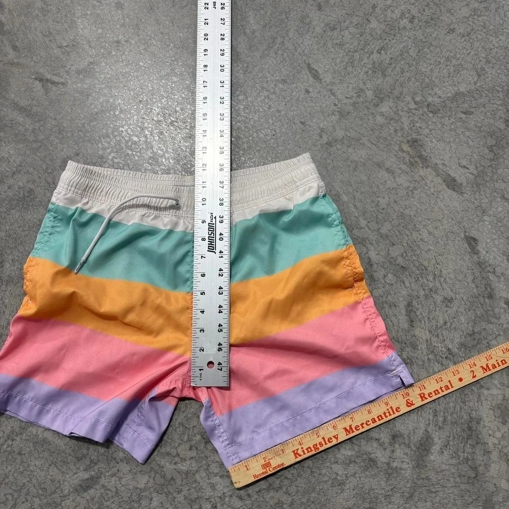 Maamgic Striped Swim Trunks Men's XS Blue White Orange Pink Board Shorts